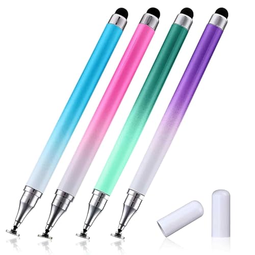 AFCJLTO 2 in 1 Stylus-Pens für Touchscreens,4-teiliges Set mit transparenter Scheibe Silikonspitze,Hochempfindlicher Fine-Point-Styluspen,Kompatibel mit vielen Geräten von AFCJLTO