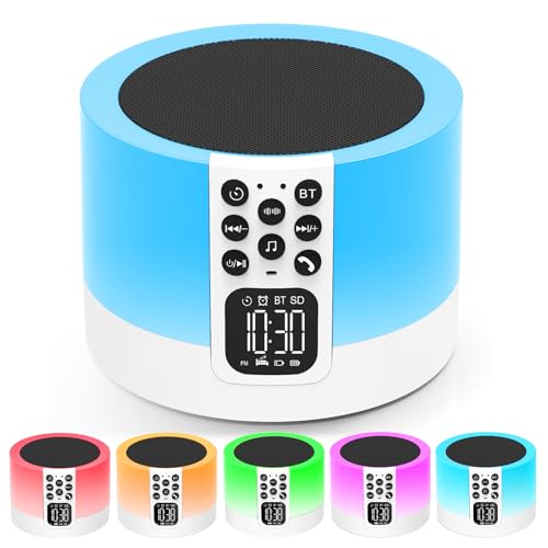 Tragbarer Bluetooth Lautsprecher mit Licht, Digital Wecker, White Noise Machine, Touch Dimmbares Nachtlicht, Wecker mit Licht, Coole Sachen Geschenke für Teenager Mädchen Junge Kinder Teens Frauen Tragbarer Bluetooth Lautsprecher mit Licht, Digital Wecker, White Noise Machine, Touch Dimmbares Nachtlicht, Wecker mit Licht, Coole Sachen Geschenke für Teenager Mädchen Junge Kinder Teens Frauen von AFEXOA