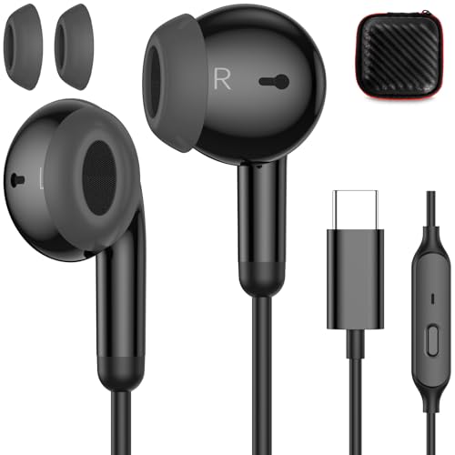 USB-C-Kopfhörer mit Kabel für iPhone 16e, 16, 15 Pro Max Plus, Geräuschunterdrückung, USB-Typ-C-In-Ohrhörer für Samsung Galaxy S25, S24, HiFi-Stereo-Headset mit Mikrofon für iPad der 11., 10 von AFGHOA