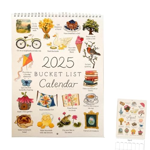2025 Bucket List Calendar - 2025 12 Months Wall Calendar, 2025 Wall Calendar To Do List & Notes Calendar, 2025 Calendar for Planning or Organizing, Fun Activity Planner with Monthly Goals von AFGQIANG