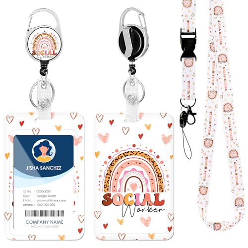 AFRITEE Ausweishalter mit Umhängeband – 1 x Boho-Regenbogen-Sozialarbeiter-Abzeichen-Spule, vertikales Schlüsselband, Ausweis-Schutz, Sozialarbeiter-Wertschätzungswoche, motivierendes Geschenk für AFRITEE Ausweishalter mit Umhängeband – 1 x Boho-Regenbogen-Sozialarbeiter-Abzeichen-Spule, vertikales Schlüsselband, Ausweis-Schutz, Sozialarbeiter-Wertschätzungswoche, motivierendes Geschenk für von AFRITEE