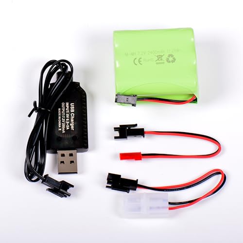 AFTERTECH Akku NI-MH 7,2 V 2400 mAh 52 x 44 x 29 mm mit USB-Ladekabel und Stecker SM 2P KET JST E3E5 von AFTERTECH