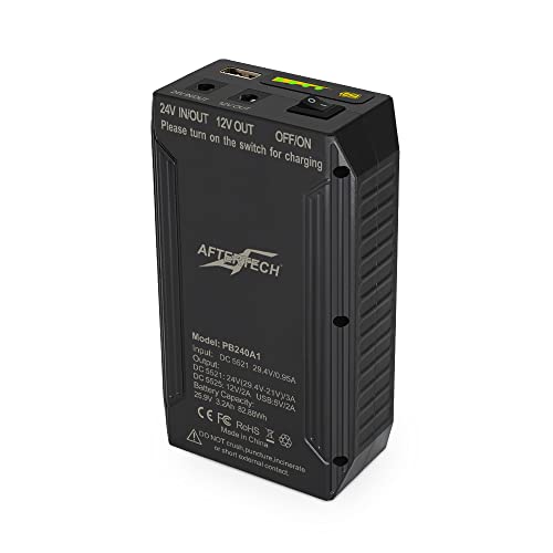 AFTERTECH Mini-USV Powerbank Lithium-Ionen-Batterie 24 V 3200 mAh 82 Wh + Ausgang 12 V und USB E1E1 von AFTERTECH