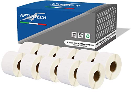 Aftertech 10x 99018 38x190mm Rollen kompatible Klebeetiketten (110 Etiketten/Rolle = 1100 insgesamt) für Dymo LabelWriter Seiko SLP Etikettendrucker S0722470 10x99018 von AFTERTECH