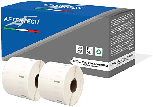 Aftertech 2 x 11354 57 x 32 mm kompatible Klebeetiketten (1000 Etiketten/Rolle = 2000 insgesamt) für Dymo LabelWriter Seiko SLP Druckeretiketten S0722540 2 x 11354 von AFTERTECH