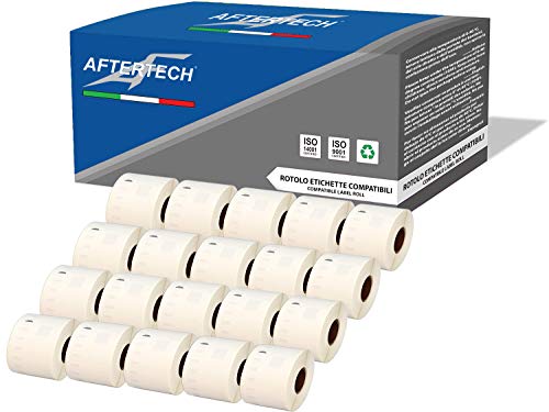 Aftertech 20x 99015 54x70mm Rollen kompatible Klebeetiketten (320 Etiketten/Rolle = 6400 insgesamt) für Dymo LabelWriter Seiko SLP Etikettendrucker S0722440 20x99015 von AFTERTECH