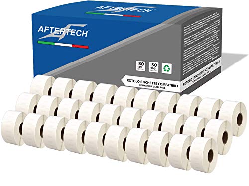 Aftertech 30x 11355 19x51mm Kompatible Etikettenrollen (500 Etiketten/Rolle = 15000 gesamt) für Dymo LabelWriter Seiko SLP Etikettiermaschinen Drucker S0722550 30x11355 von AFTERTECH