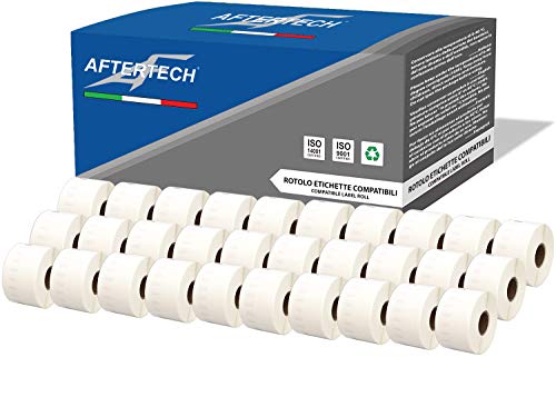 Aftertech 30x 11356 41x89mm Kompatible Etikettenrollen (300 Etiketten/Rolle = 9000 insgesamt) für Dymo LabelWriter Seiko SLP Etikettiermaschinen Drucker S0722560 30x11356 von AFTERTECH