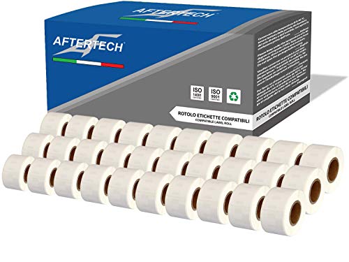 Aftertech 30x 99010 28x89mm Rollen kompatible Klebeetiketten (130 Etiketten/Rolle = 3900 insgesamt) für Dymo LabelWriter Seiko SLP Etikettiermaschinen Drucker S0722370 30x99010 von AFTERTECH