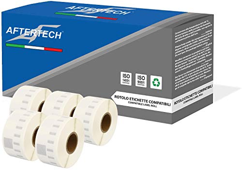 Aftertech 5 x 99013 36 x 89 mm Halbtransparente Etiketten (260 Etiketten/Rolle = 1300 Gesamt) für Dymo LabelWriter Seiko SLP Druckeretiketten S0722410 5 x 99013 von AFTERTECH