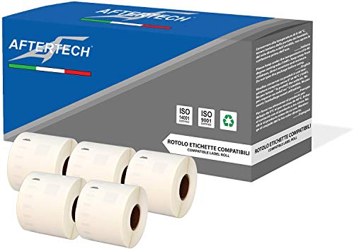 Aftertech 5 x 99015 54 x 70 mm Rollen kompatible Klebeetiketten (320 Etiketten/Rolle = 1600 insgesamt) für Dymo LabelWriter Seiko SLP Etikettiermaschinen Drucker S0722440 5x99015 von AFTERTECH