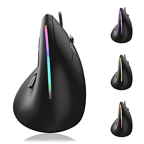 12800 DPI RGB Gaming Maus, Ergonomische Maus, optische verkabelte vertikale Maus mit 9 programmierbaren Tasten, für Gamer PC Laptop (T50) von AFUNTA