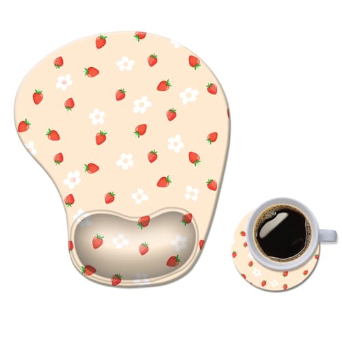 Ergonomisches Mauspad mit Handgelenkauflage, bequemes Computer-Gel-Mauspad, Handgelenkstütze für Laptop, Schmerzlinderung, Mauspad mit rutschfester PU-Basis, Erdbeere Ergonomisches Mauspad mit Handgelenkauflage, bequemes Computer-Gel-Mauspad, Handgelenkstütze für Laptop, Schmerzlinderung, Mauspad mit rutschfester PU-Basis, Erdbeere von AFUZLE
