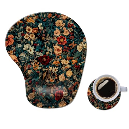 Ergonomisches Mauspad mit Handgelenkauflage, bequemes Computer-Gel-Mauspad, Handgelenkstütze für Laptop, Schmerzlinderung, Mauspad mit rutschfester PU-Basis, Retro-Blumenmuster Ergonomisches Mauspad mit Handgelenkauflage, bequemes Computer-Gel-Mauspad, Handgelenkstütze für Laptop, Schmerzlinderung, Mauspad mit rutschfester PU-Basis, Retro-Blumenmuster von AFUZLE