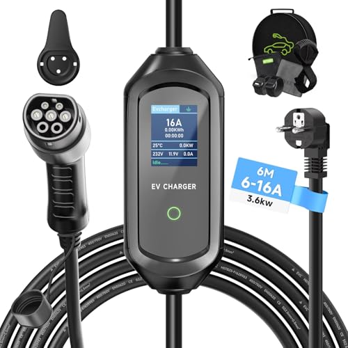AFYEEV 6m Typ 2 Ladekabel, 3.6kW Schuko, Elektroauto, 6/8/10/13/16A Einstellbarer Strom, EV Ladegerät Mit Tasche, IEC 62196-2 AFYEEV 6m Typ 2 Ladekabel, 3.6kW Schuko, Elektroauto, 6/8/10/13/16A Einstellbarer Strom, EV Ladegerät Mit Tasche, IEC 62196-2 von AFYEEV