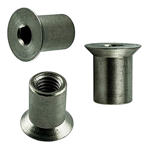 M6 x 16 mm (50 Stück) Hülsenmuttern mit Senkkopf u. Innensechskan - Edelstahl VA A1 V1A - Senkkopf-mutter rostfrei | AGBERG von AGBERG