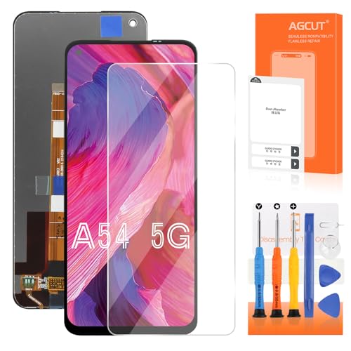 6,5 Zoll Bildschirm für Oppo A54 5G CPH2195 LCD Display für Oppo A74 5G CPH2197 Display Digitizer Ersatz Montage + Reparatur-Set (Schwarz) von AGCUT