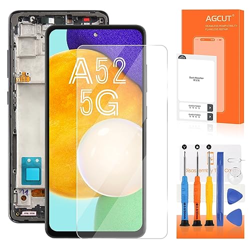 6,5 Zoll Incell Bildschirm für Samsung A52 5G LCD Display für Galaxy A52 5G SM-A526B SM-A526U LCD Touch Digitizer Assembly mit Reparatur Werkzeugen, Schwarz mit Rahmen, ohne Fingerprint Unlocking von AGCUT