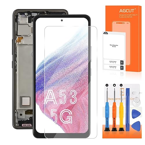 6,5 Zoll TFT Bildschirm für Samsung Galaxy A53 5G LCD Display für Samsung A53 5G SM-A536B SM-A536U SM-A536E Display Digitizer Ersatz Assembly + Reparatur-Set (Schwarz mit Rahmen) von AGCUT