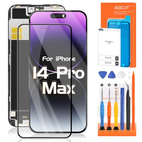 6,7 Zoll Incell Bildschirm für iPhone 14 Pro Max LCD Display für iPhone 14 Pro Max A2894, A2651, A2893, A2895 LCD Touchscreen Digitizer Assembly mit Reparaturwerkzeugen, Schwarz von AGCUT