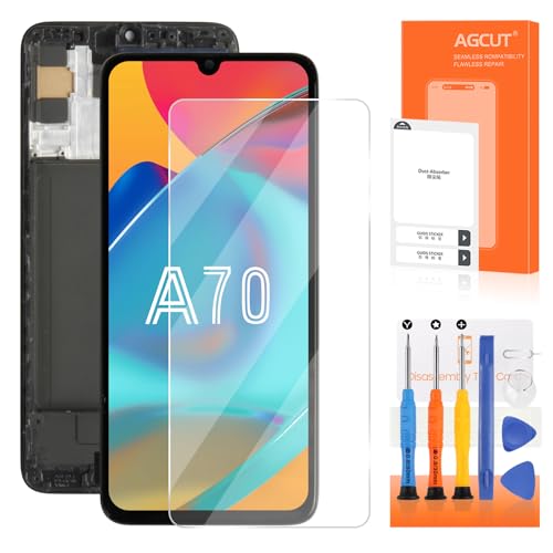 6,7 Zoll TFT Bildschirm für Samsung Galaxy A70 LCD Display für Samsung A70 A705 A705F SM-A705F Display Digitizer Ersatz Montage + Reparatur-Set (Schwarz mit Rahmen) von AGCUT