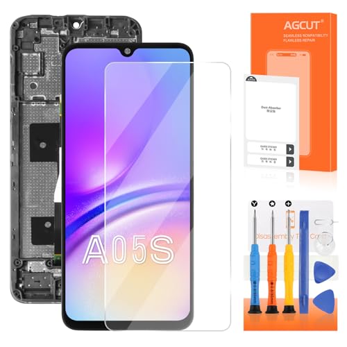 AGCUT 6,7 Zoll Incell Bildschirm für Samsung Galaxy A05S LCD Display SM-A057G SM-A057F SM-A057M LCD Touchscreen Digitizer Assembly mit Reparatur Werkzeuge, Schwarz mit Rahmen, unterstützt keine von AGCUT