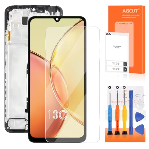 AGCUT 6,74 Zoll LCD-Bildschirm für Xiaomi Redmi 13C LCD Display für Redmi 13C 23100RN82L, 23106RN0DA, 23108RN04Y, 2311DRN14I Touchscreen Digitazer Assembly mit Reparatur Werkzeuge + Rahmen (Schwarz) von AGCUT