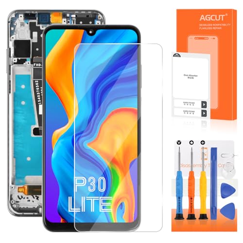 AGCUT LCD Bildschirm für Huawei P30 Lite 48MP LCD Display MAR-LX1M, MAR-AL00, MAR-TL00, Mar-LX2 LCD Display Touchscreen Assembly mit Reparatur Werkzeuge (Schwarz mit Rahmen) von AGCUT