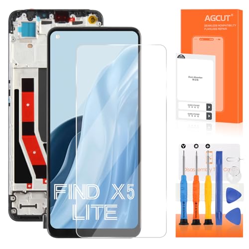 AGCUT LCD Bildschirm für Oppo Find X5 Lite LCD Display für Oppo Reno 7 5G CPH2371 LCD Touchscreen Assembly mit Reparatur Werkzeuge (Schwarz mit Rahmen, Incell) von AGCUT