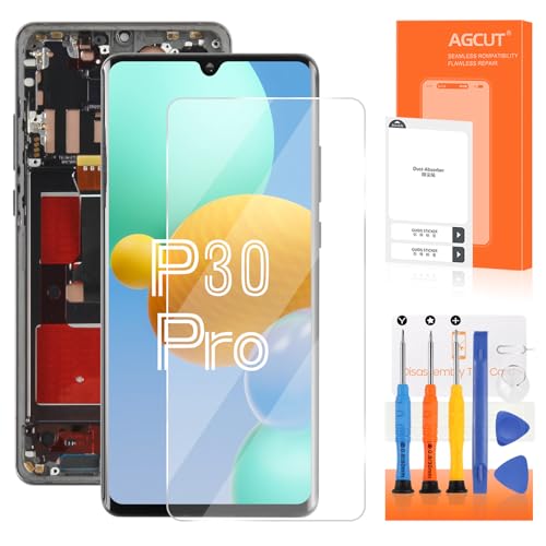 AGCUT TFT Bildschirm für Huawei P30 PRO VOG-L09 LCD Display für Huawei P30 PRO Display VOG-L29 VOG-AL00 VOG-TL00 Touchscreen Digitizer Ersatz Assembly + Reparatur-Set (Schwarz mit Rahmen) von AGCUT