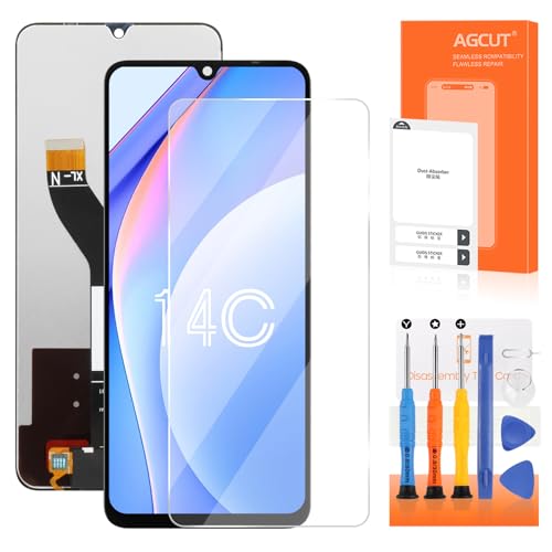 AGCUT für Xiaomi Redmi 14C LCD Bildschirm - für Redmi 14C 2411DRN47C 2409BRN2CA 2409BRN2CG LCD Diplay Touchscreen Digitizer Full Assembly mit Werkzeugen (Schwarz) von AGCUT
