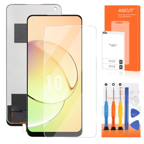 LCD-Bildschirm für Oppo Realme 10 RMX3630 Ersatz des Bildschirms für Realme 10 Display Glas Touchscreen Digitalizer Assembly mit Werkzeugen (6,4 Zoll, Schwarz) von AGCUT