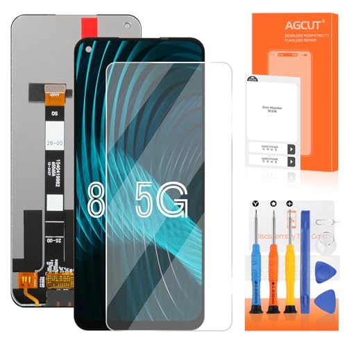 LCD-Bildschirm für Oppo Realme 8 5G RMX3241 Ersatz des Bildschirms für Realme 8 Display aus Glas Touchscreen Digitalizer Assembly mit Werkzeugen (6,5 Zoll, Schwarz) von AGCUT