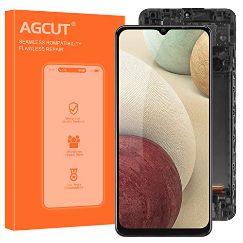 LCD Bildschirm für Samsung Galaxy A12 für Samsung Galaxy A12 A125 LCD Display SM-A125F SM-A125M A125U A125N A125W Touchscreen Digitizer Assembly Reparatur-Set mit Rahmen (Schwarz) von AGCUT