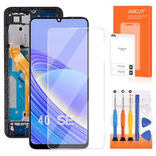 LCD Display für TCL 40SE - LCD Bildschirm für TCL 40SE Touchscreen Digitizer für T610K T610K2 T610P T610P2 Full Montage mit Rahmen Ersatzbildschirm (Schwarz) von AGCUT