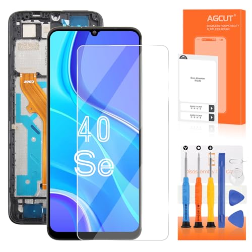 LCD Display für TCL 40SE - LCD Bildschirm für TCL 40SE Touchscreen Digitizer für T610K T610K2 T610P T610P2 Full Montage mit Rahmen Ersatzbildschirm (Schwarz) von AGCUT