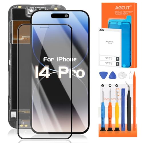 LCD-Display für iPhone 14 Pro - LCD Display für iPhone 14 Pro Touchscreen Digitizer für A2650, A2889, A2892, A2891, A2890 Montage mit Rahmen (Schwarz, 6,1 Zoll) von AGCUT