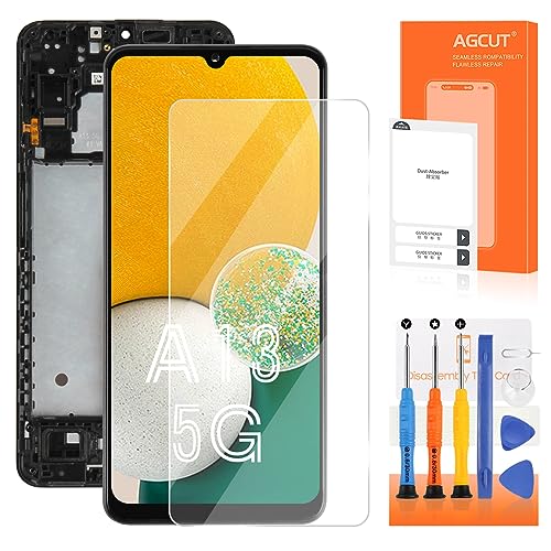 für Samsung Galaxy A13 5G LCD Display - für Galaxy A13 5G A136 A136B A136U A136W S136DL LCD Touchscreen Digitizer Full Assembly mit Werkzeugen (Schwarz mit Rahmen) von AGCUT