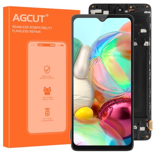 für Samsung Galaxy A71 4G LCD Display - für Samsung A71 4G LCD Bildschirm Digitizer für Galaxy SM-A715 A715F A715W A715X Touchscreen Full Assembly mit Werkzeugen (Schwarz mit Rahmen) von AGCUT