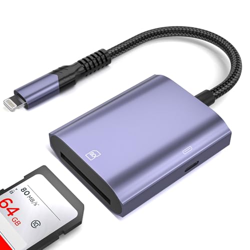 SD Kartenleser für iPhone USB OTG Adapter 2 in 1, Speicherkartenleser-Adapter mit PD Port für iPhone SD Kartenleser, Lightning auf SD Kartenlesegerät, Plug-and-Play, unterstützt SD/SDHC/SDXC/MMC von AGEEMY