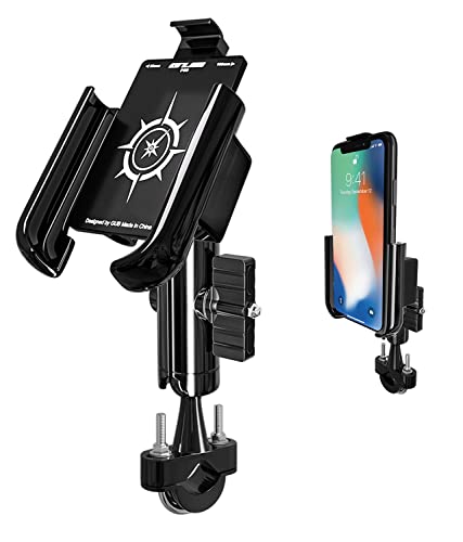 AGEofDMS Metall Handyhalterung Motorrad, Fahrrad Handy Halterung Lenker, Anti-Dieb 360 Drehung für iPhone 14 Pro, Samsung, Huawei und 4,7-7,1 Zoll Smartphone von AGEofDMS