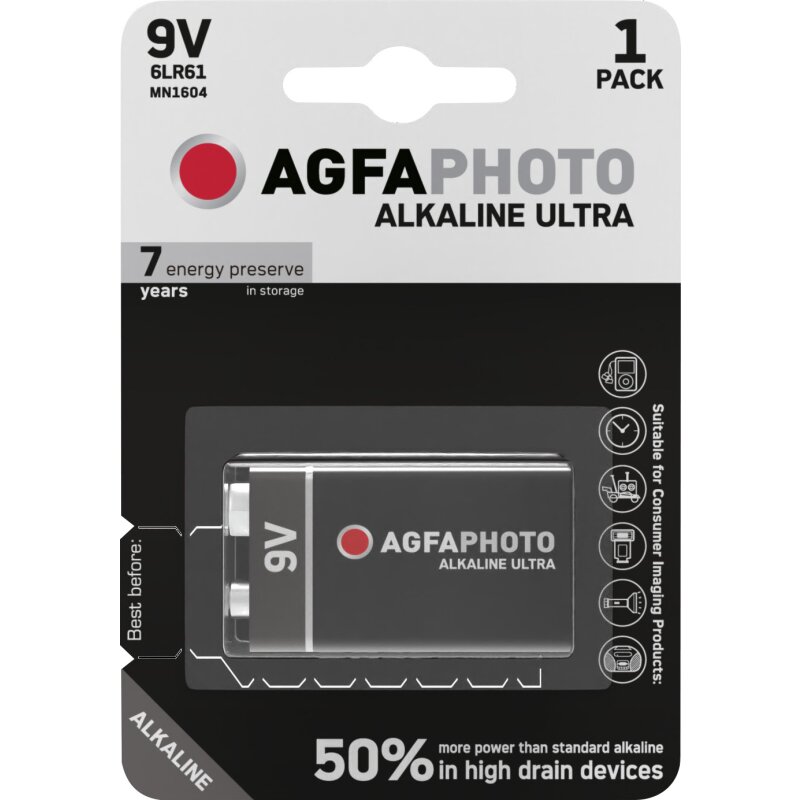 AGFAPHOTO Batterie Alkaline 9V E-Block 1er Blister von AGFAPHOTO