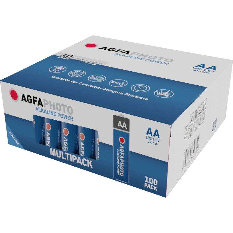 AGFAPHOTO Batterie Alkaline Mignon AA LR06 1.5V 100 Stück von AGFAPHOTO