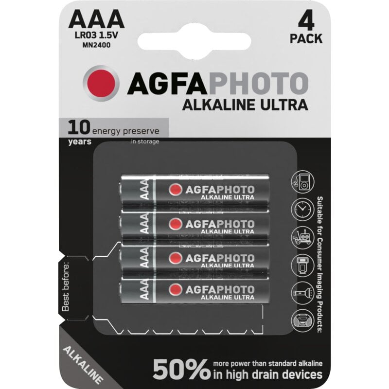 AGFAPHOTO Batterie Alkaline Ultra AAA 1.5V 4er Blister von AGFAPHOTO