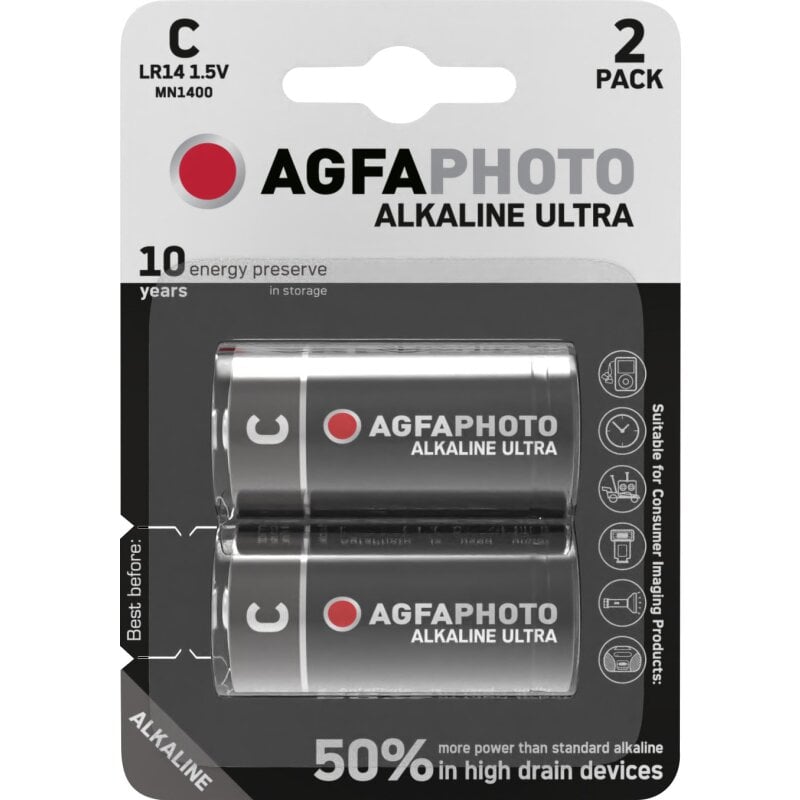 AGFAPHOTO Batterie Alkaline Ultra C 1.5V 2er Blister von AGFAPHOTO
