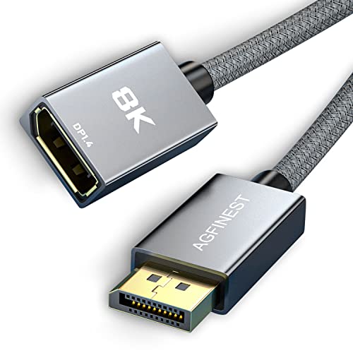 AGFINEST DisplayPort Verlängerung 1M [VESA-Zertifiziert], 8K@60Hz 4K@144Hz 2K@240Hz, HBR3 32.4Gbps, HDR, DSC 1.2, HDCP 2.2, G-Sync&FreeSync, DP 1.4 Kabel für Gaming-Monitor, Grafikkarte, Laptop, TV von AGFINEST