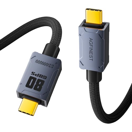 AGFINEST USB 4 Kabel für Thunderbolt 5 3.94FT, 80Gbps Datensync bis zu 120Gbps Bandbreitenerhöhung, 240W Schnellladung 8K/6K/5K@60Hz Kompatibel für MacBook iPhone16 iPad von AGFINEST