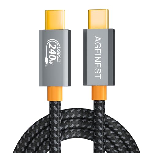 AGFINEST USB C auf USB C Kabel, 240 W, Kabel 20 Gbit/s USB Type-C 3.2, PD3.1 48V/5A Schnellladung, Videoübertragung 4K/5K @ 60Hz für Tablets, Hubs, Handys, USB-C-Geräte (1 m) von AGFINEST