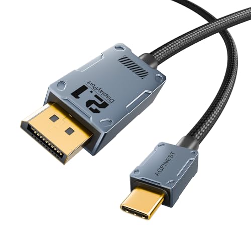 AGFINEST USB C zu DisplayPort 2.1 Kabel,[16K@30Hz 8K@120Hz 4K@240Hz] USB C zu Display Port, 80Gbps Unidirektionale Übertragung Kompatibel MacBook Pro,16/15 Plus Pro, iPad (1M) von AGFINEST