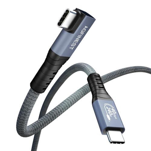 AGFINEST Zertifiziert 240W USB4 Kabel und Thunderbolt 4 Kabel, 40Gbps USB C Datenkabel, 8K60Hz 4K144Hz HDR Video USB C Kabel für MacBook M1 M2, Mac mini, SSD, Docking Station (Rechter Winkel, 1M) von AGFINEST